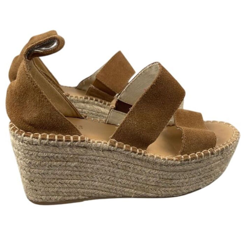 Soludos Womens Tan Suede Espadrille Platform Wedge‎ Sandals Size 6.5 EU 37